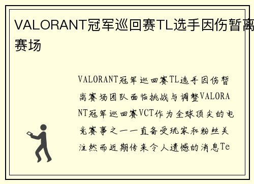 VALORANT冠军巡回赛TL选手因伤暂离赛场