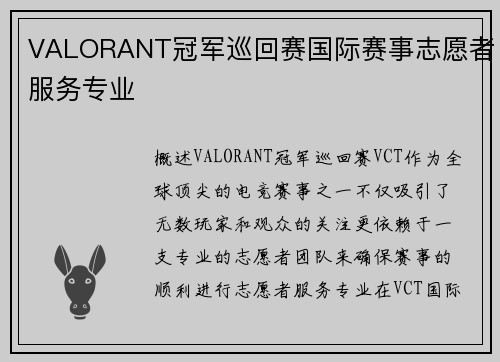 VALORANT冠军巡回赛国际赛事志愿者服务专业